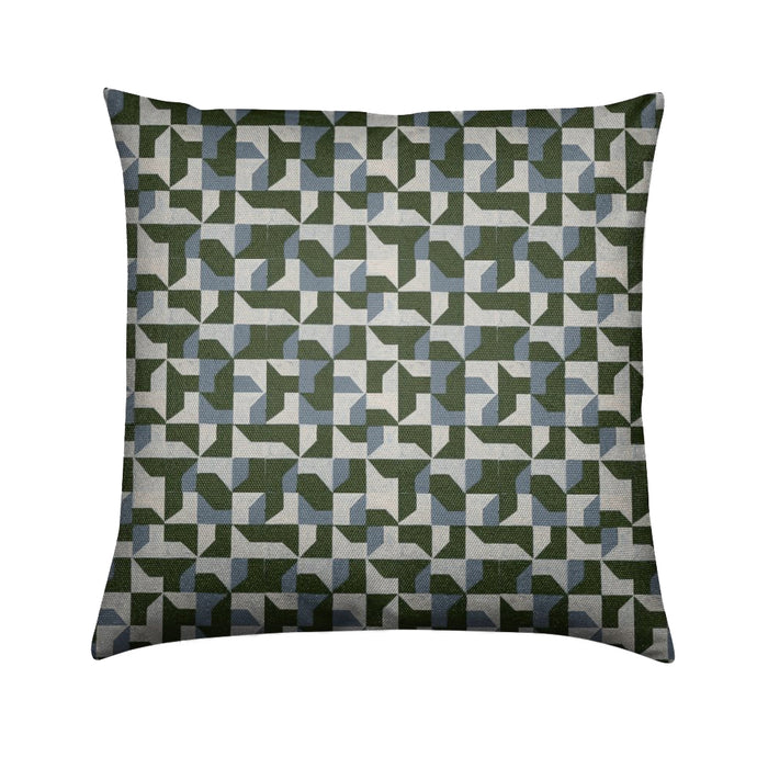 Brushed Twill Cushion, Green Abstract