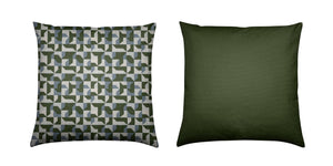 Brushed Twill Cushion, Green Abstract