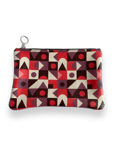 Leather Clutch Bag, Red Abstract