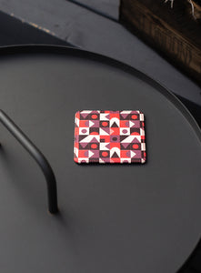 Leather Coaster, Red Abstract