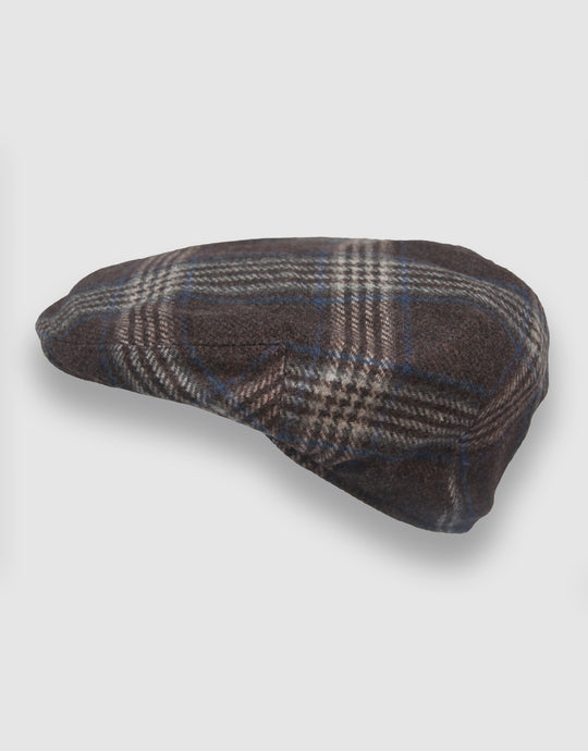 Cashmere 103 Flat Cap, Taupe Check