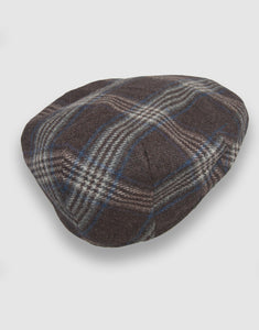 Cashmere 103 Flat Cap, Taupe Check