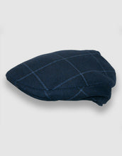 Load image into Gallery viewer, Cashmere 105 Flat Cap, Navy Stripe