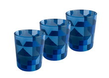 Load image into Gallery viewer, Glass Tea Light Candle Holders, Blue Abstract 3 Set