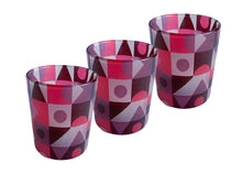 Load image into Gallery viewer, Glass Tea Light Candle Holders, Red Abstract 3 Set