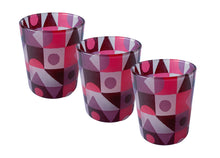 Load image into Gallery viewer, Glass Tea Light Candle Holders, Red Abstract 3 Set